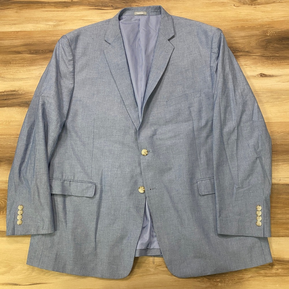 Architect Sport Coat 50R Mens Blazer Cotton Two Button Regular Fit Blue